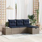 Garden Sofa Set with Cushion with Storage 4 pcs Poly Rattan