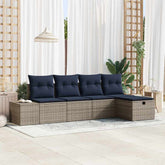 Garden Sofa Set with Cushion 5 pcs Grey Poly Rattan
