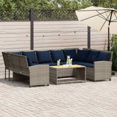 Patio Sofa with Cushions Gray Poly Rattan