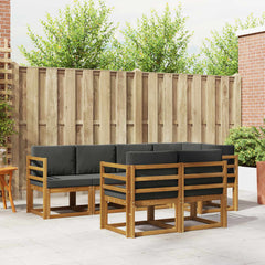 Outdoor Sofa Set with Cushion 7 pcs Natural and Anthracite