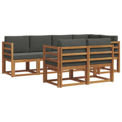 Outdoor Sofa Set with Cushion 7 pcs Natural and Anthracite