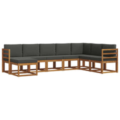 Outdoor Sofa Set with Cushion 8 pcs Natural and Anthracite