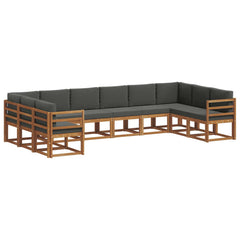 Outdoor Sofa Set with Cushion 10 pcs Natural and Anthracite