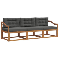 Outdoor Sofa Set with Cushion 3 pcs Natural and Anthracite