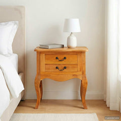 Side Table Natural 23.82 x 11.81 x 24.02 in Solid Mahogany Wood