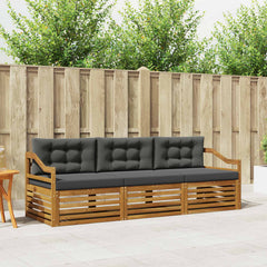 Outdoor Sofa Set with Cushion 3 pcs Natural and Anthracite