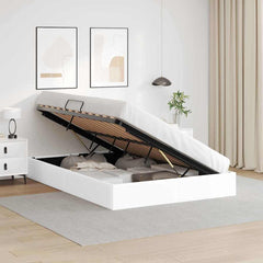 Storage Bed Pure White 53.94 x 74.80 in Faux leather