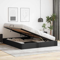 Storage Bed with Mattress Black 75.98 x 79.92 in Faux leather