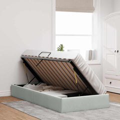 Storage Bed with Mattress Light Grey 39.37 x 74.80 in Velvet