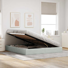 Storage Bed with Mattress Light Grey 72.05 x 83.86 in Velvet