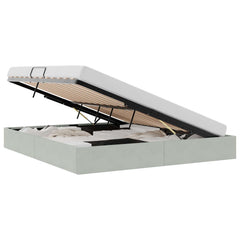 Storage Bed with Mattress Light Grey 72.05 x 83.86 in Velvet