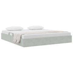 Storage Bed with Mattress Light Grey 72.05 x 83.86 in Velvet