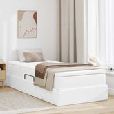 Storage Bed with Mattress White 39.37 x 79.92 in Faux Leather
