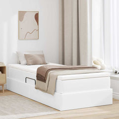 Storage Bed with Mattress White 39.37 x 79.92 in Faux Leather