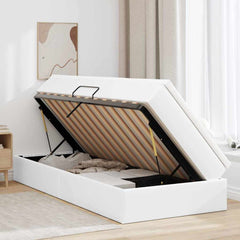 Storage Bed with Mattress White 39.37 x 79.92 in Faux Leather