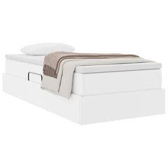Storage Bed with Mattress White 39.37 x 79.92 in Faux Leather