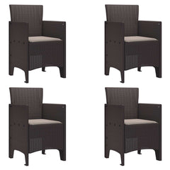 Garden Chair 4 pcs Brown 20.87 x 19.29 x 33.46 in Polypropylene