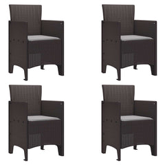 Garden Chair 4 pcs Brown 20.87 x 19.29 x 33.46 in Polypropylene