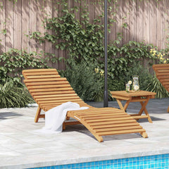 Sun Lounger Brown 77.95 x 21.65 x 23.03 in Solid Teak Wood