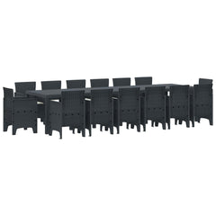 Garden Dining Set 15 pcs Anthracite Polt rattan