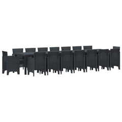 Garden Dining Set with Cushions 17 pcs Anthracite PP