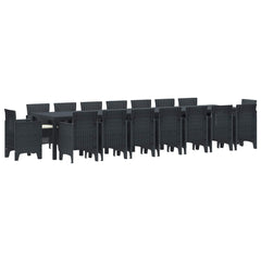 Garden Dining Set with Cushions 17 pcs Anthracite PP