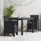 Garden Dining Set 3 pcs Anthracite Polypropylene