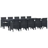 Garden Dining Set with Cushion 11 pcs Anthracite and Cream