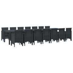 Garden Dining Set with Cushions 15 pcs Anthracite PP