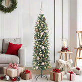 Artificial Slim Christmas Tree Green and White 59.06 in