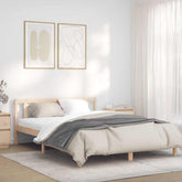 Bed Frame Natural 53.94 x 74.80 in Solid Pine Wood