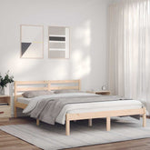 Bed Frame Natural 82.09 x 62.01 x 27.36 in Solid Pine Wood