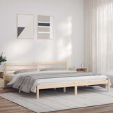 Bed Frame Natural 82.09 x 78.15 x 27.36 in Solid Pine Wood