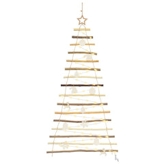 Christmas Tree with 80 LEDs Natural 59.06 in Solid Ash Wood