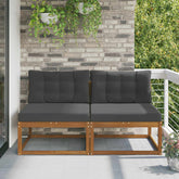 Outdoor Middle Sofa 2 Piece Natural Solid Acacia Wood