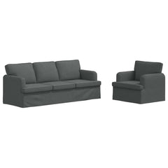 Sofa Set 2 pcs Dark Grey 79.13 x 31.50 x 33.46 in Fabric