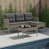 Garden Sofa Set with Cushion 2 pcs Poly Rattan