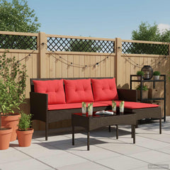 Garden Sofa Set with Cushion 2 pcs Brown and Red Poly Rattan