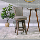 Eden 27" Armless Swivel Counter Height Bar Stool, Heathered Grey Linen