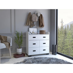 Comet 5-Drawer Dresser White
