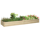 96" x 24" x 10" Wooden Raised Garden Bed with 2 Planter Boxes and Non-woven Fabric Liner for Patio, Natural