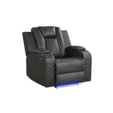 WALTZ LED & Power Recliner Chair Made With Faux Leather in Gray