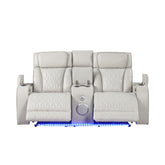 Hephaestus Modern Style Upholstery Recliner Loveseat Made with Wood & Massage Function Included-Beige