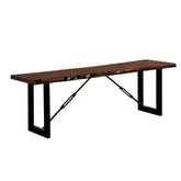 Sonata Metal Frame Bench with Wooden Seat, Black and Brown