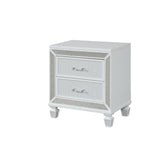 Shangri-La Modern Style 2-Drawer Nightstand Made with Wood Finished in White