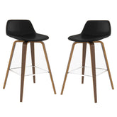 Aura 28 inch Seat Height Bentwood Counter/Bar Height Stool in Black Vegan Leather (Set of 2)