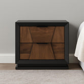 Neptune Traditional Style 2-Drawer Nightstand Made with Wood in Walnut