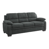 Aeneas 80 Inch Sofa, Dark Gray Polyester, Soft Foam Cushioned, Solid Wood