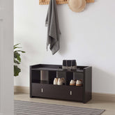Saturn Entry Bench with Drawer, Shoe Storage Organizer, Red Cocoa