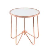 Aurora Gold Finish End Table Round Frosted Glass Top Modern Living Room Furniture 1pc Classy Side Table